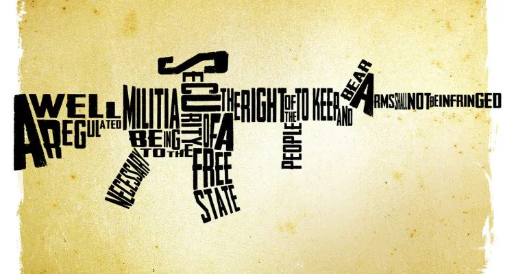 Second Amendment word art with handgun and rifle graphics